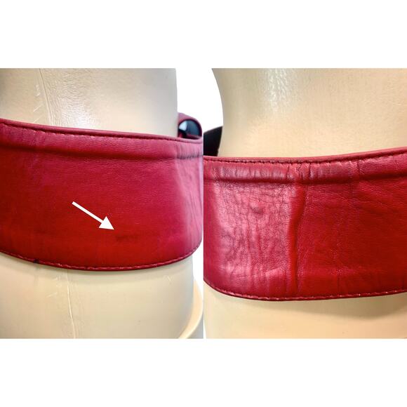 80s Red Leather Wide Waist Belt Avant Garde Fiocchi Italy Snaps main image 2